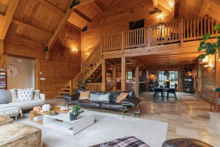 Open concept living room, dining room and kitchen lets everyone join in the fun.