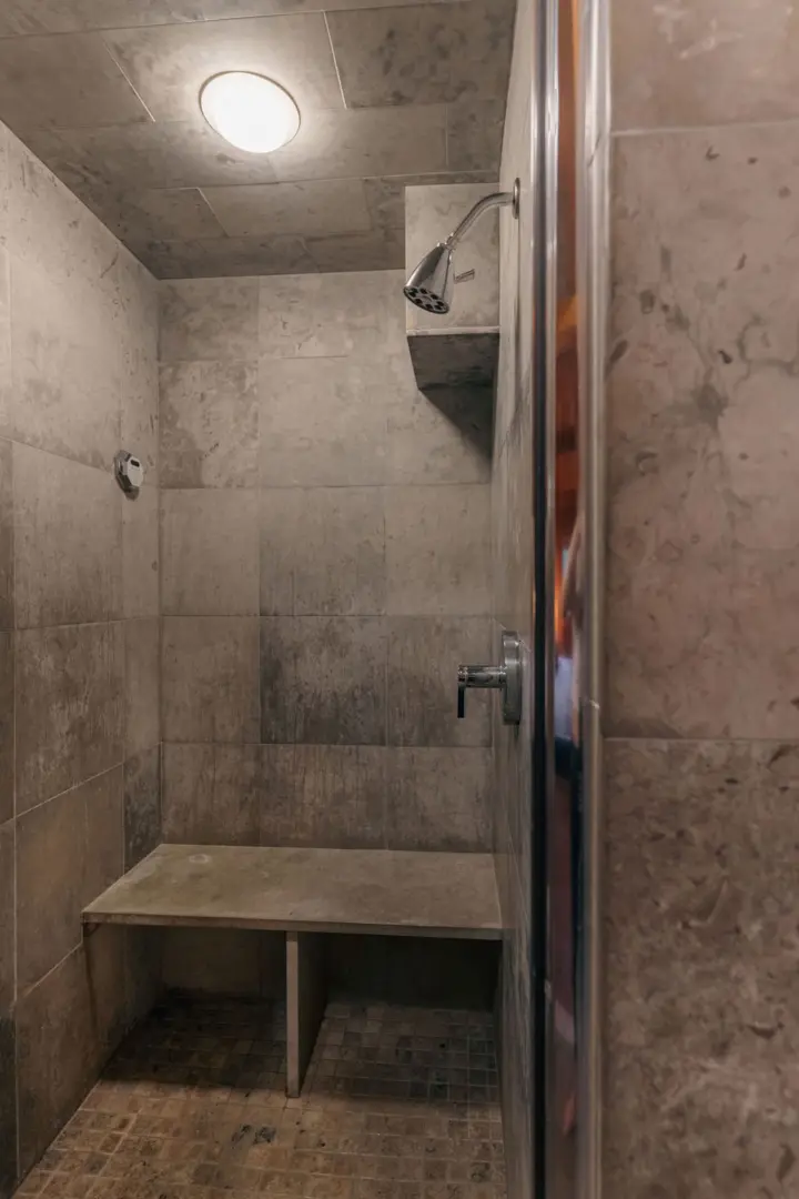 Steam shower for up to 2 people in the master bathroom.